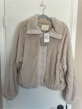 Thread & Supply Taupe Plush Teddy Jacket